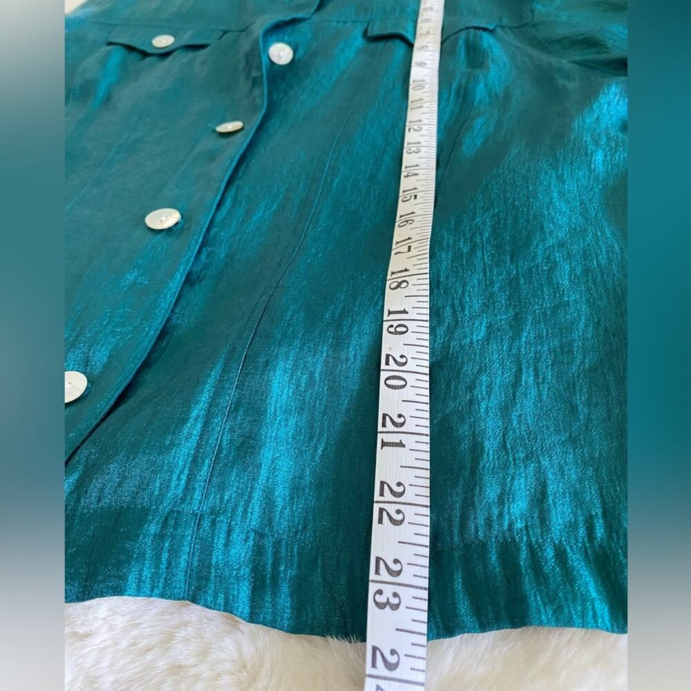 Ruby Rd Nehru Collar Button Up Green Shimmer Silk… - image 6